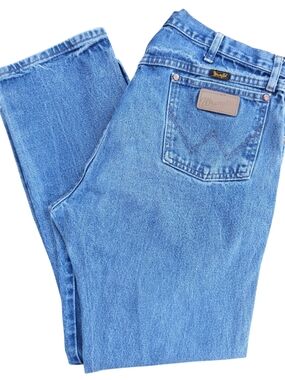 Wrangler 13MWZ Cowboy Cut Original Fit Jeans Mens 38x32 Blue Denim Light Wash